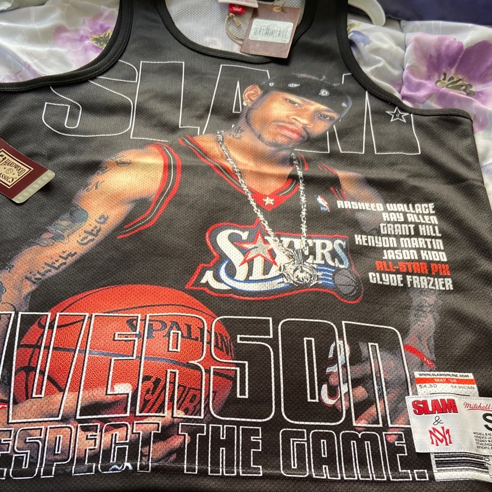 Mitchell & Ness Black Tank Top with Red and White Graphics